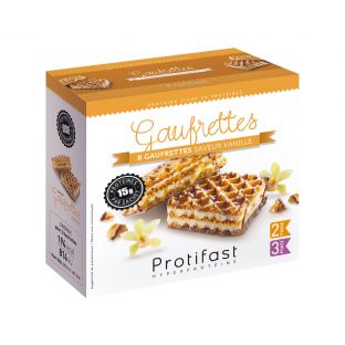 Gaufrettes saveur vanille riches en protéines.